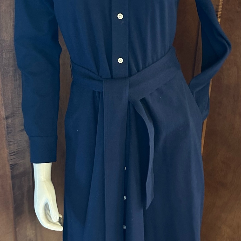 Ralph Lauren Oxford Navy Button-Up Dress with Belt